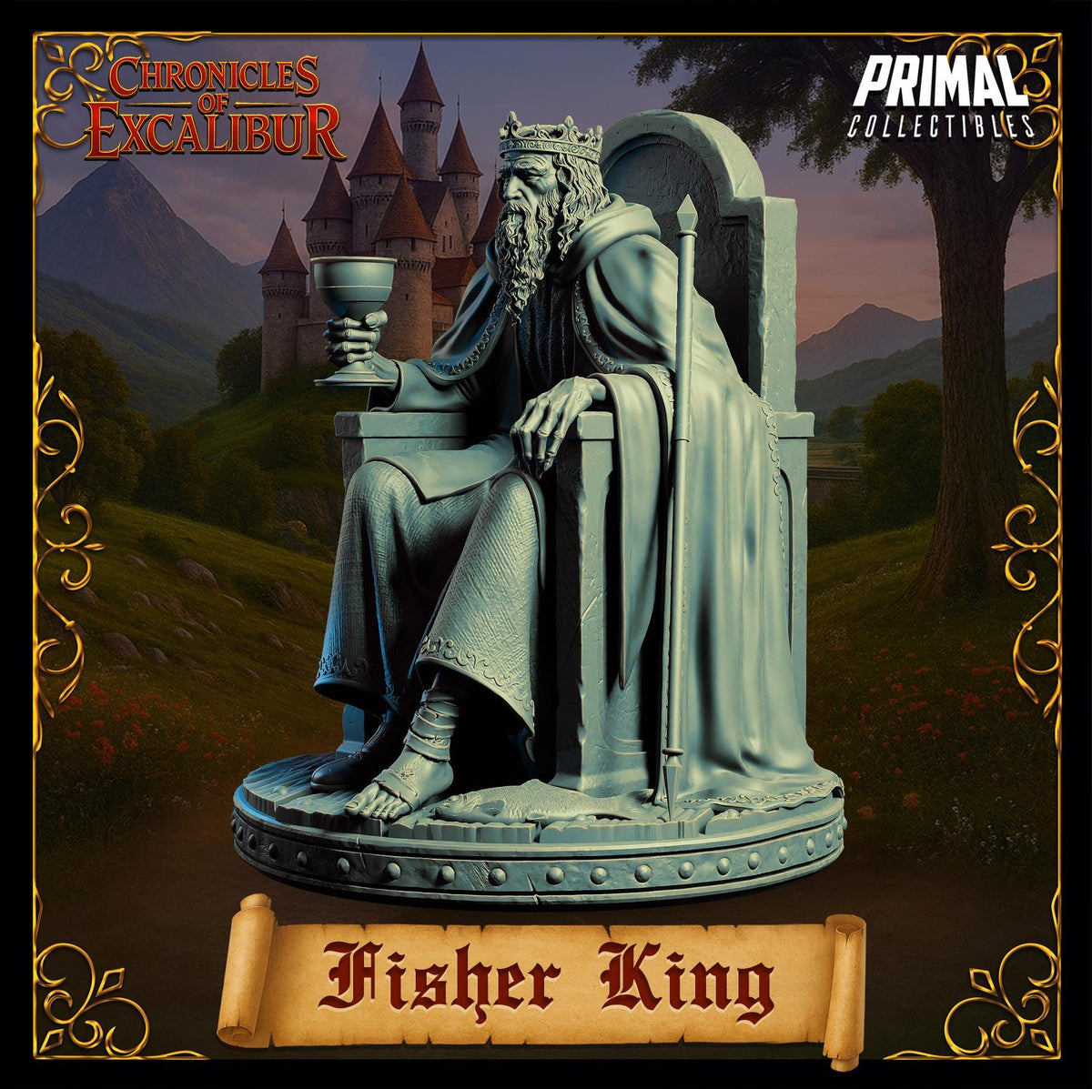 Fisher King resin miniature from Chronicles of Excalibur, detailed design for D&D and TTRPG display.