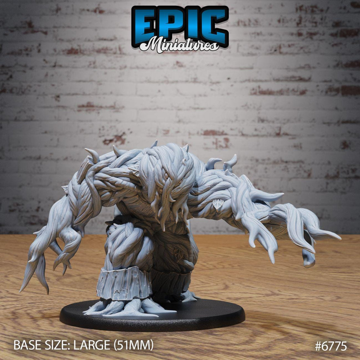 A large figurine of a monster-like creature with a twisted, gnarled body and sharp teeth, sitting on a black base.