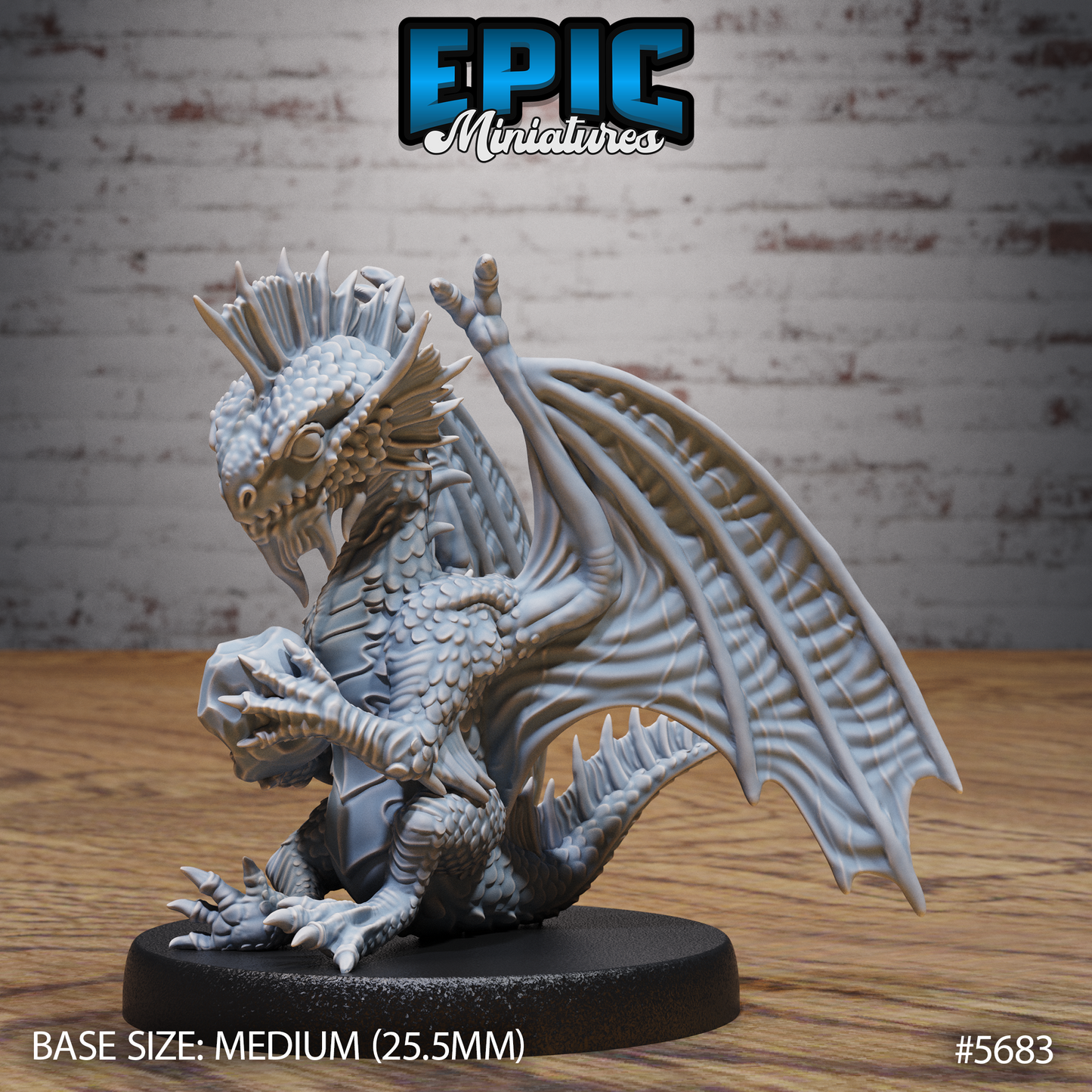 3D Resin Miniature Silver Dragon Wyrmling - D&D Epic Miniatures