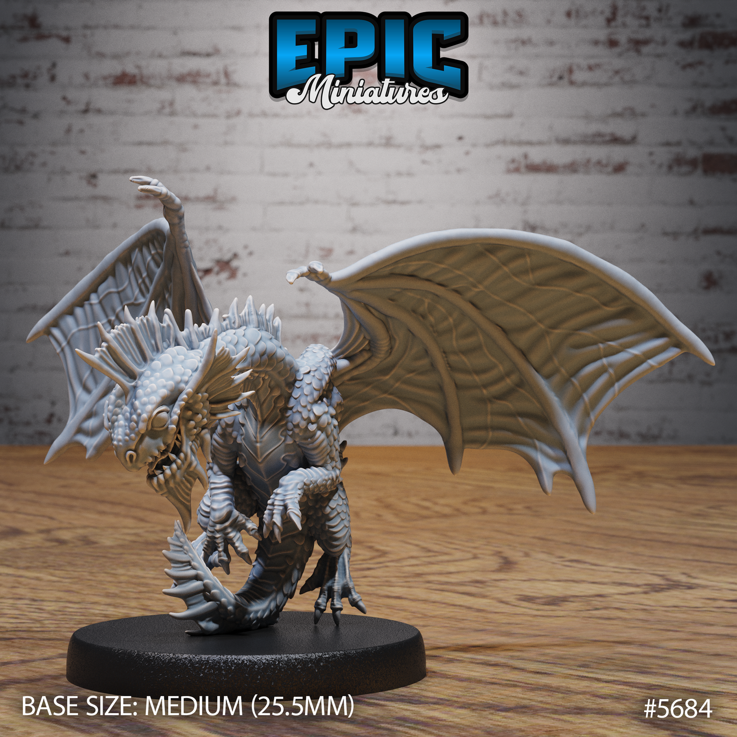 3D Resin Miniature Silver Dragon Wyrmling - D&D Epic Miniatures