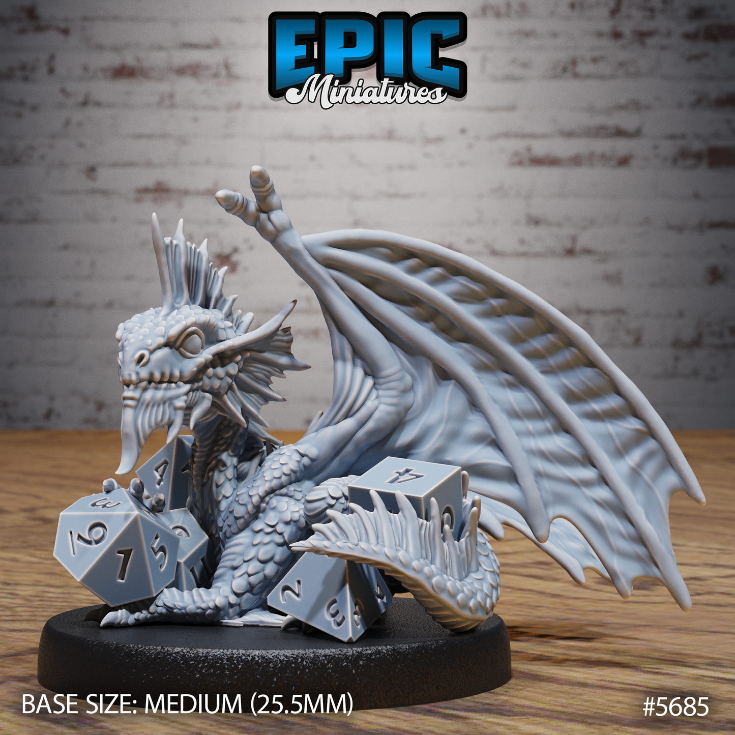 3D Resin Miniature Silver Dragon Wyrmling - D&D Epic Miniatures