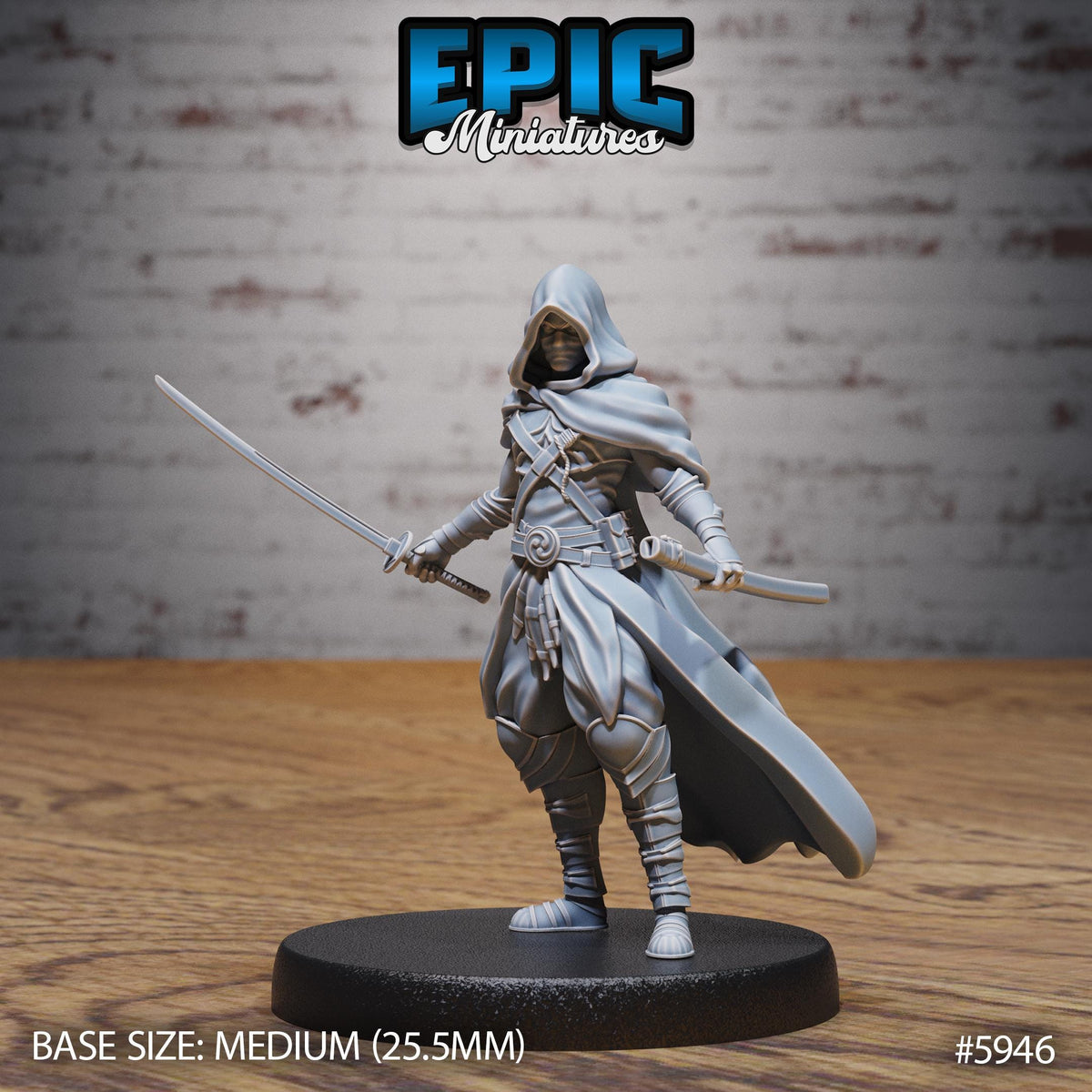 3D Resin Miniature Hooded Ninja - D&D Epic Miniatures