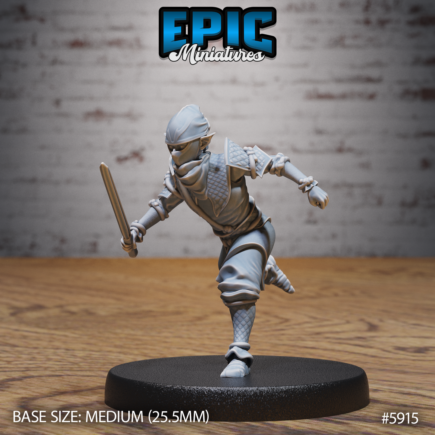 3D Resin Miniature Halfling Ninja - D&D Epic Miniatures