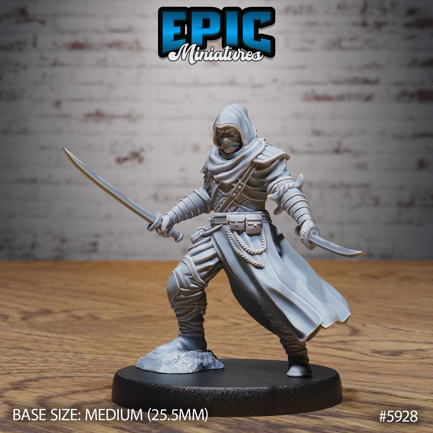 3D Resin Miniature White Ninja - D&D Epic Miniatures