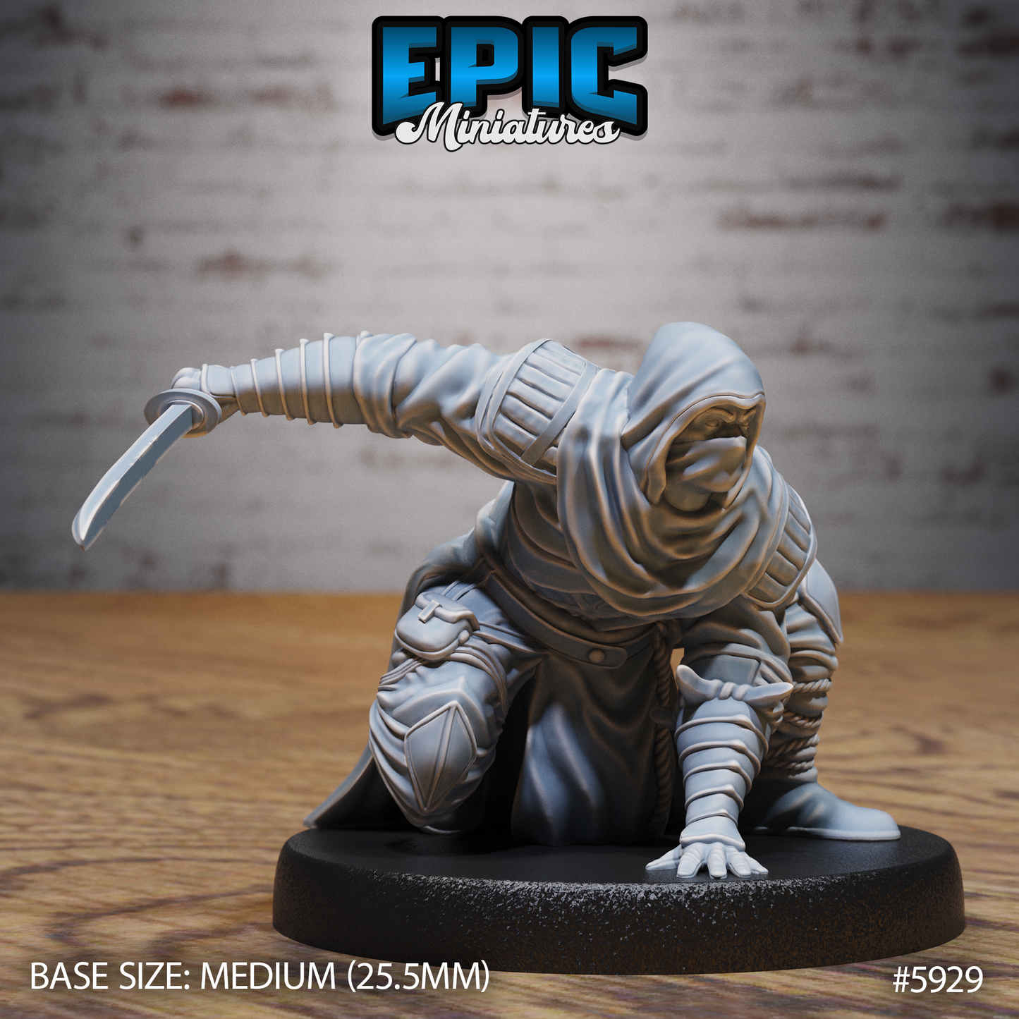 3D Resin Miniature White Ninja - D&D Epic Miniatures