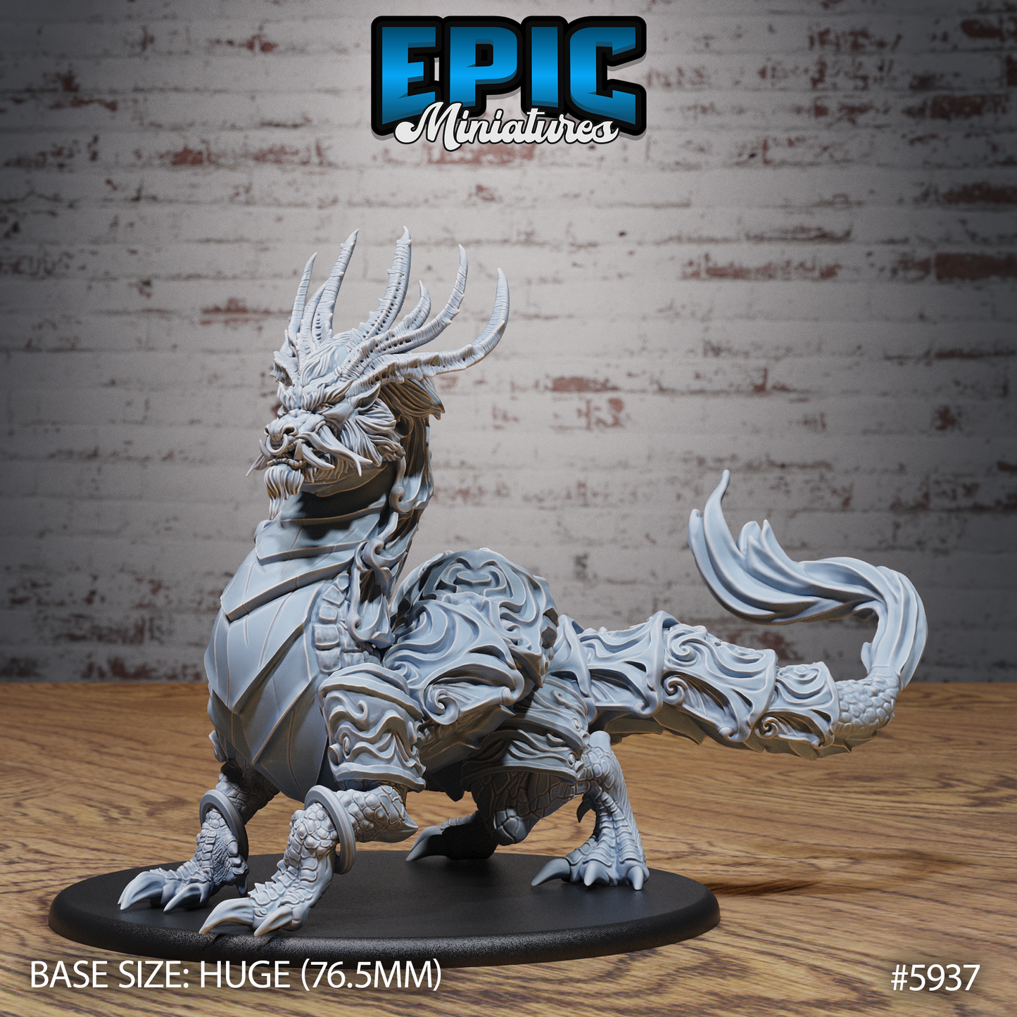 3D Resin Miniature Armored Lung Dragon - D&D Epic Miniatures