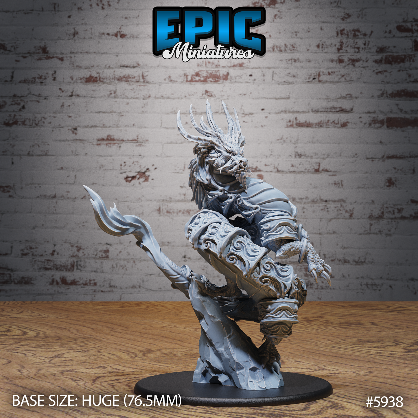 3D Resin Miniature Armored Lung Dragon - D&D Epic Miniatures