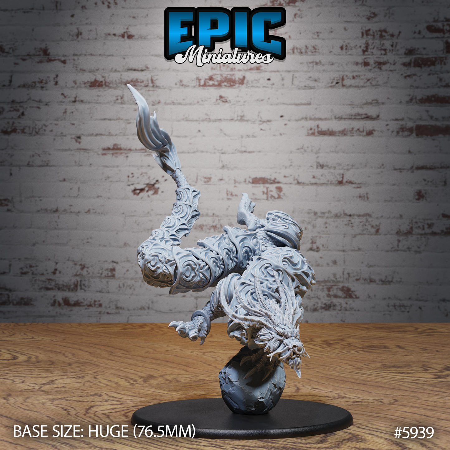 3D Resin Miniature Armored Lung Dragon - D&D Epic Miniatures