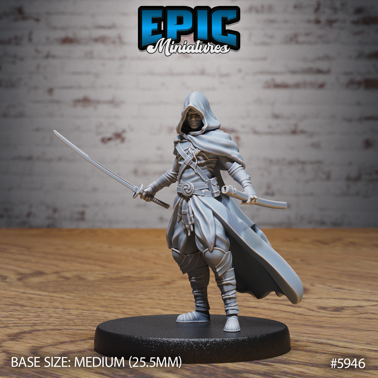 3D Resin Miniature Hooded Ninja - D&D Epic Miniatures