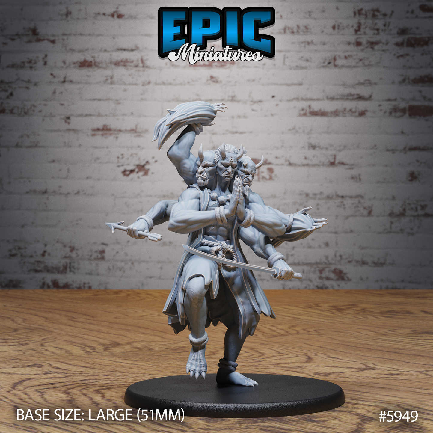 3D Resin Miniature Three Heads Oni - D&D Epic Miniatures