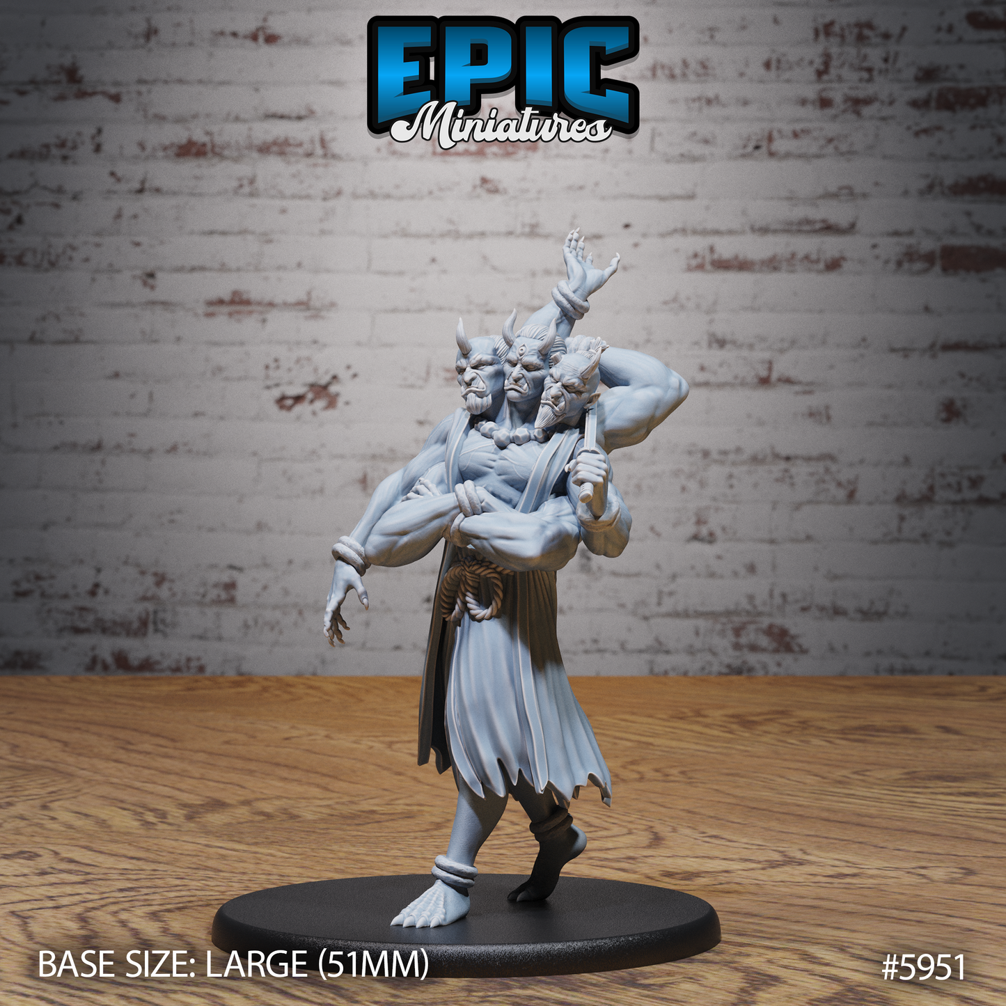 3D Resin Miniature Three Heads Oni - D&D Epic Miniatures