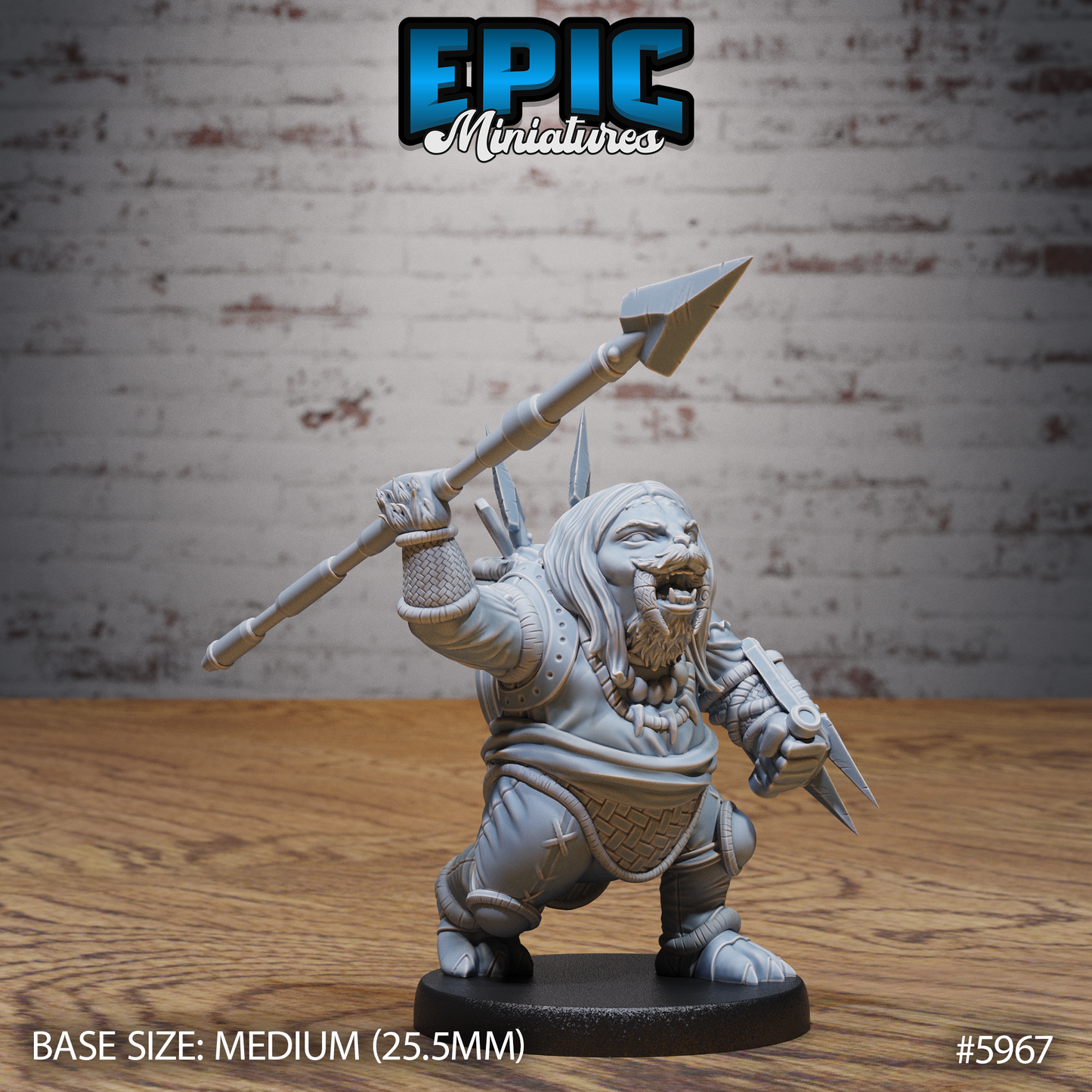 3D Resin Miniature Walrus Folk Huntress - D&D Epic Miniatures