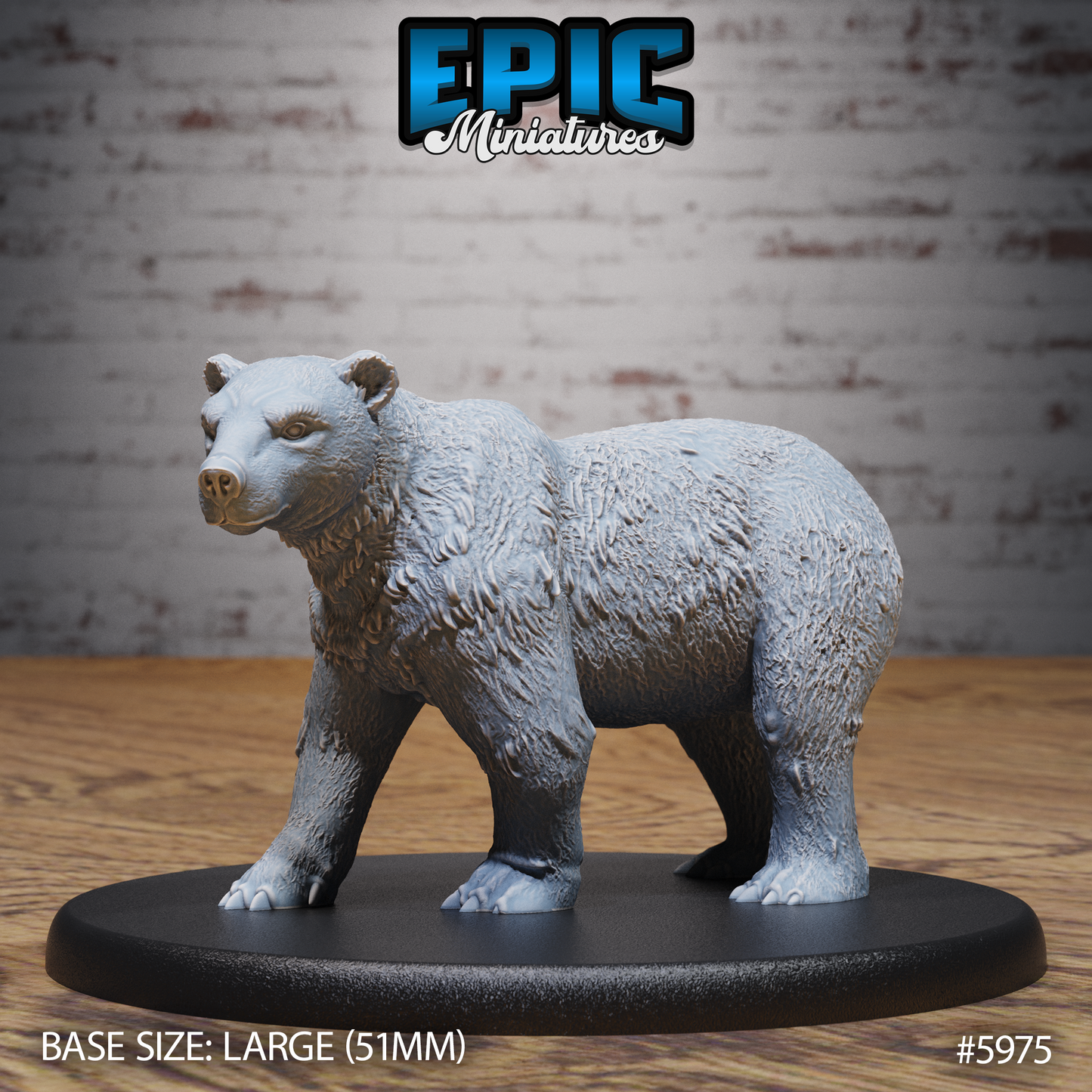 3D Resin Miniature Polar Bear - D&D Epic Miniatures