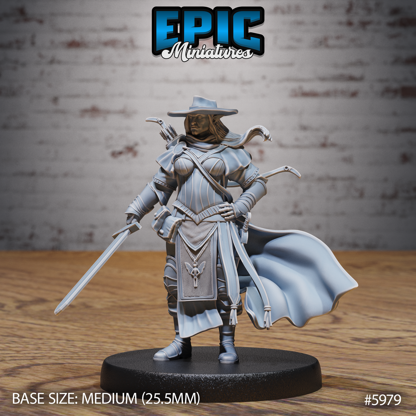 3D Resin Miniature Half-Orc Female Adventurer - D&D Epic Miniatures