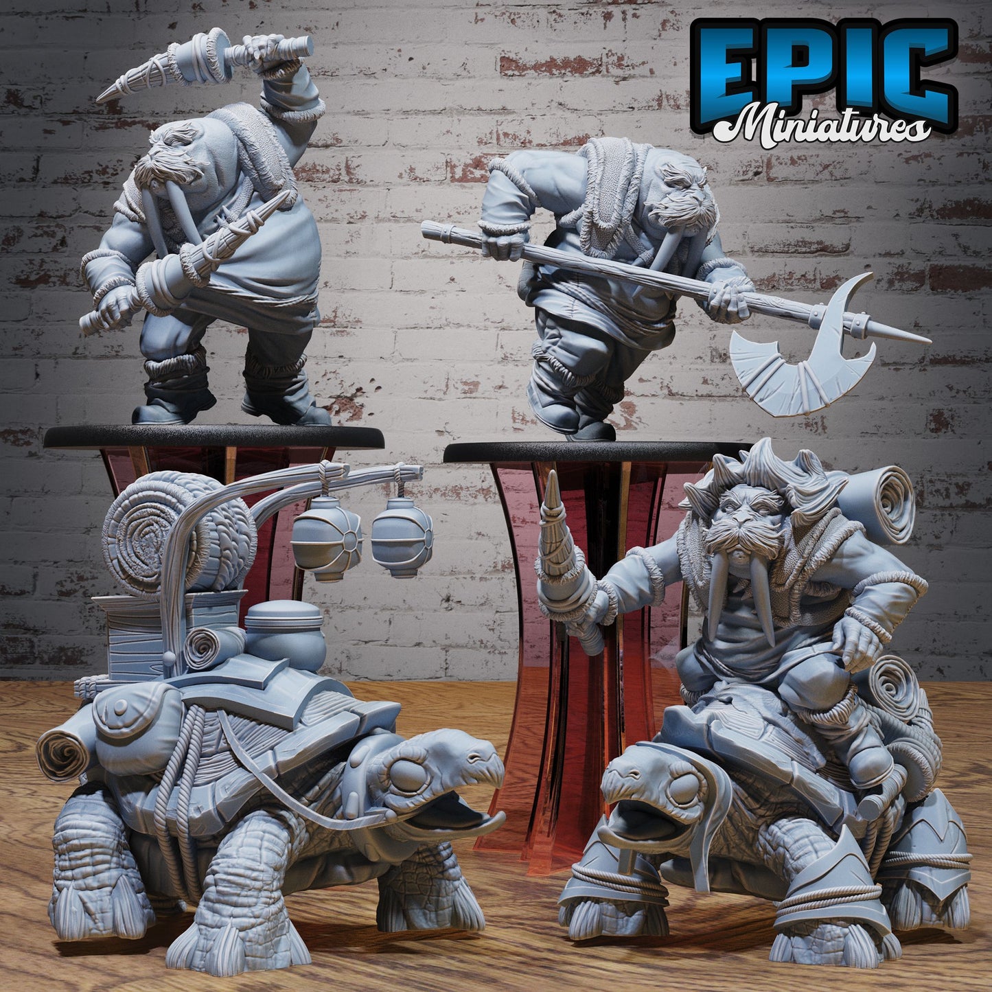 3D Resin Miniature Walrus Folk Warrior - D&D Epic Miniatures