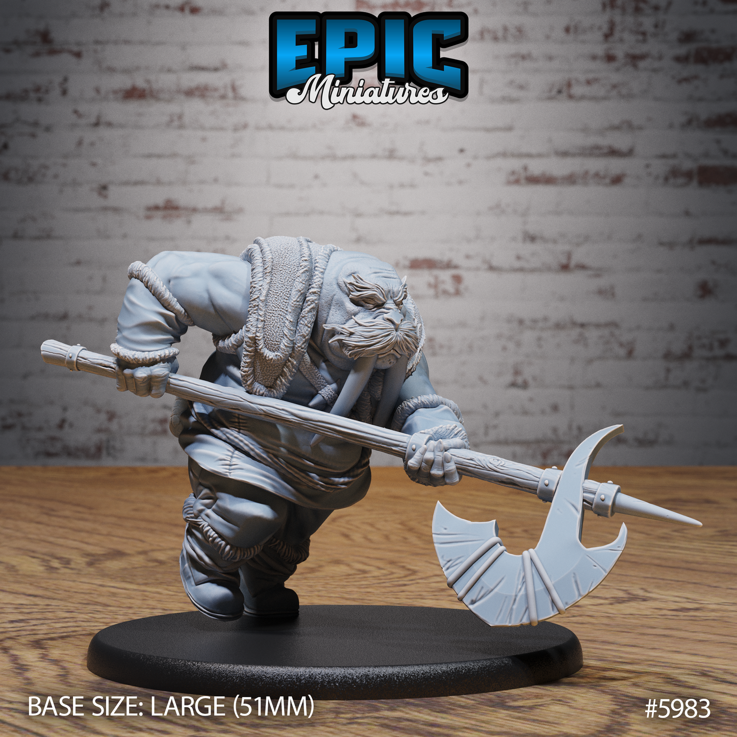 3D Resin Miniature Walrus Folk Warrior - D&D Epic Miniatures