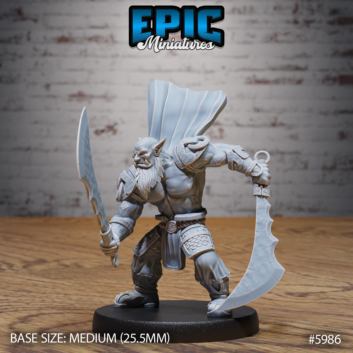 3D Resin Miniature Orc Chief - D&D Epic Miniatures