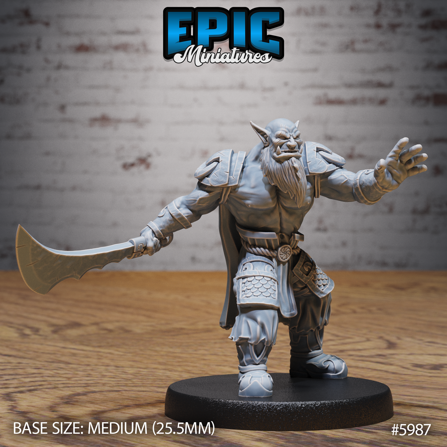 3D Resin Miniature Orc Chief - D&D Epic Miniatures