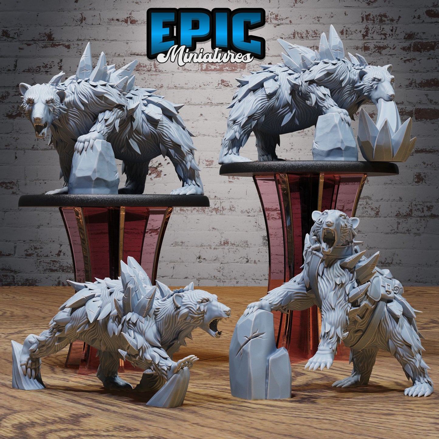 3D Resin Miniature Magical Frost Bear - D&D Epic Miniatures