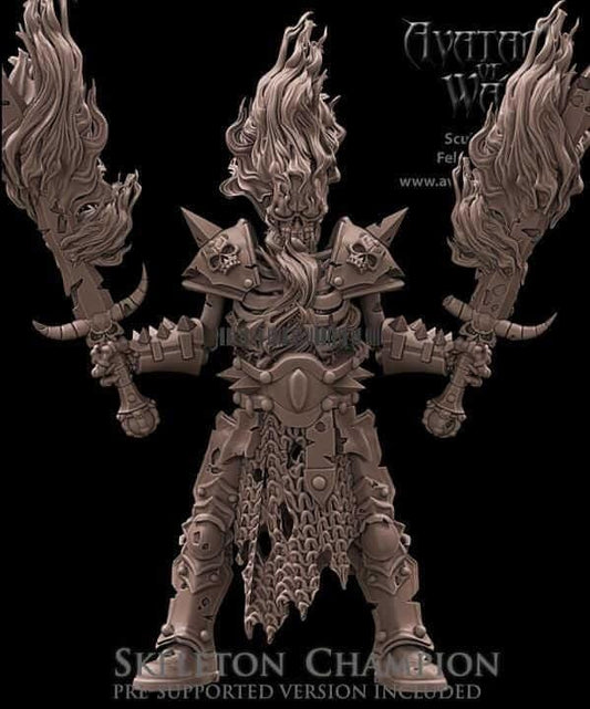Skeleton Champion with Fire Swords - Avatars of War