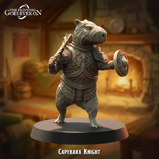 A 3D model of a knight in armor, specifically named "Copybara Knight", is depicted in the image.