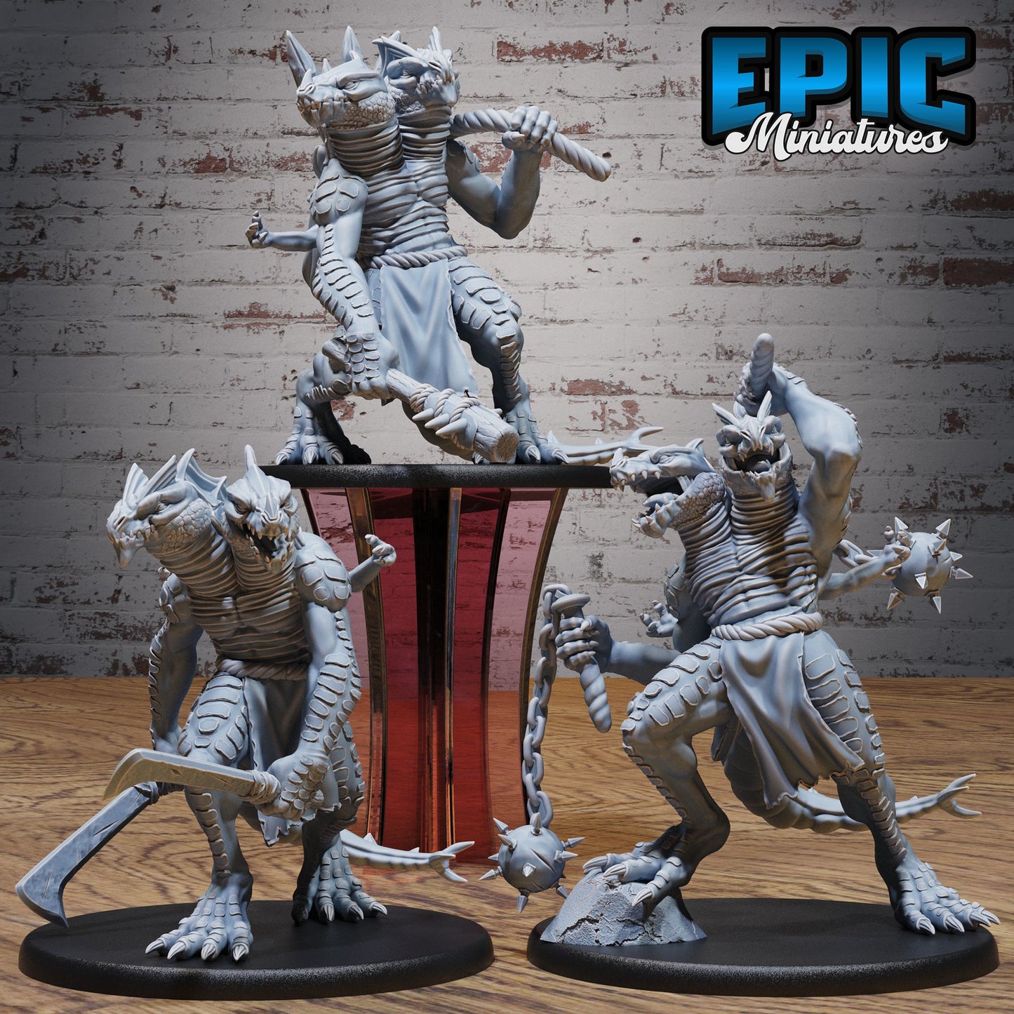 3D Resin Miniature Lizard Folk Ettin - D&D Epic Miniatures