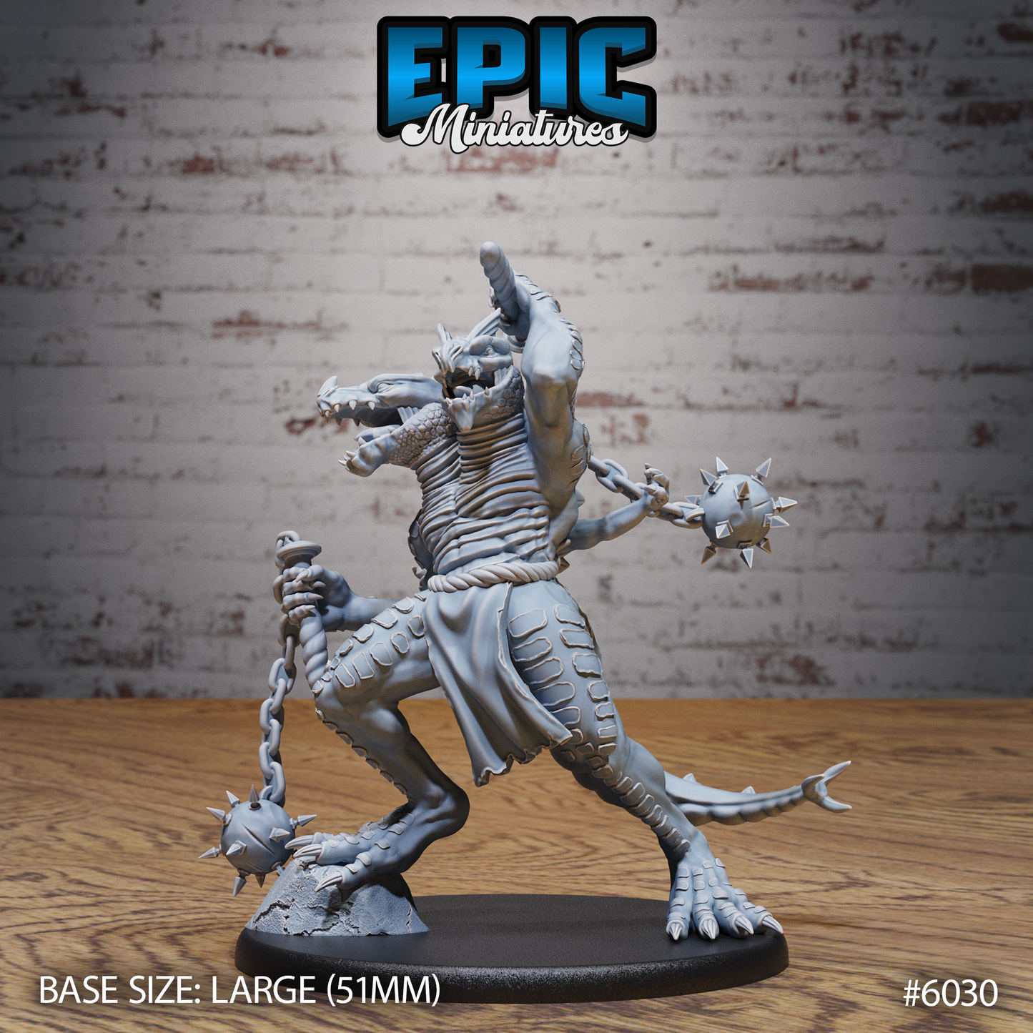 3D Resin Miniature Lizard Folk Ettin - D&D Epic Miniatures