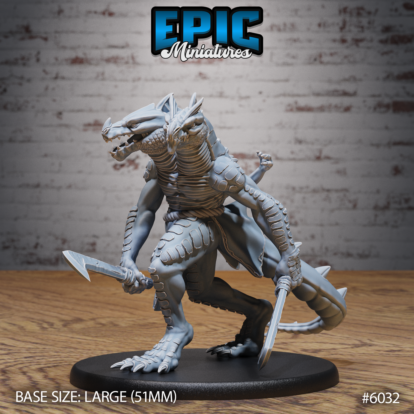 3D Resin Miniature Lizard Folk Ettin - D&D Epic Miniatures