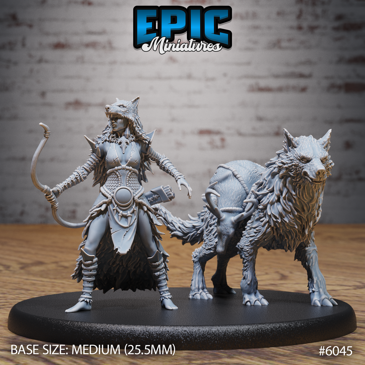 3D Resin Miniature Wolf Spirit Huntress - D&D Epic Miniatures