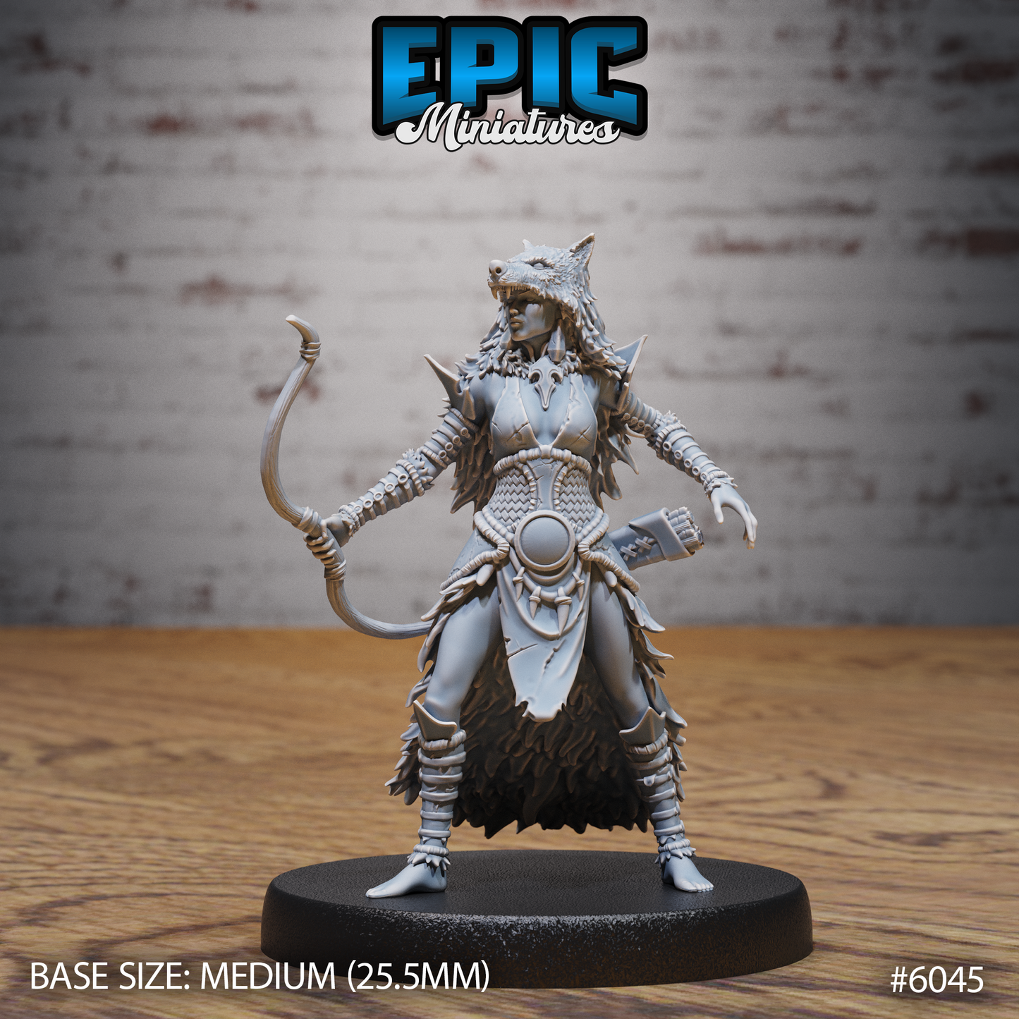 3D Resin Miniature Wolf Spirit Huntress - D&D Epic Miniatures