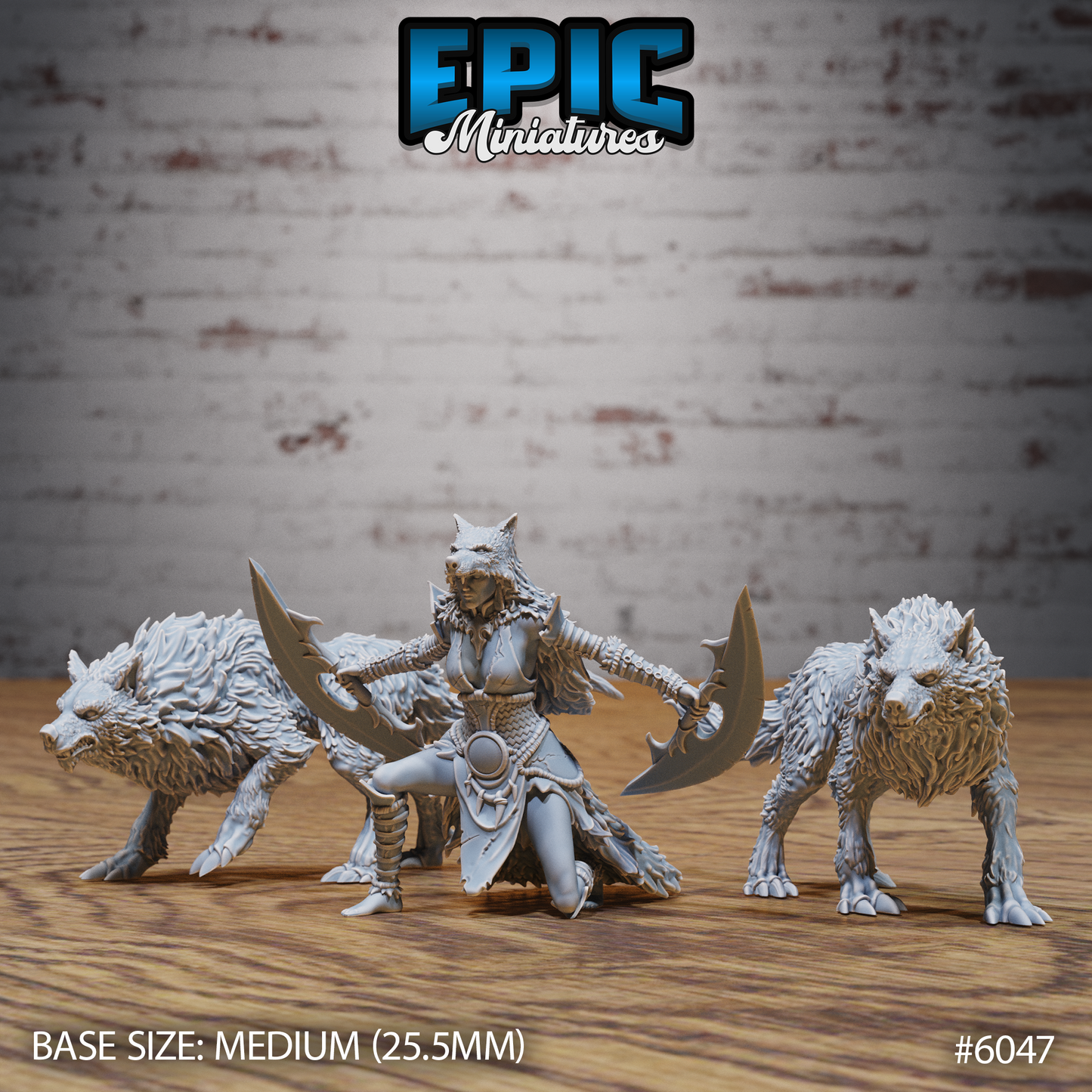3D Resin Miniature Wolf Spirit Huntress - D&D Epic Miniatures