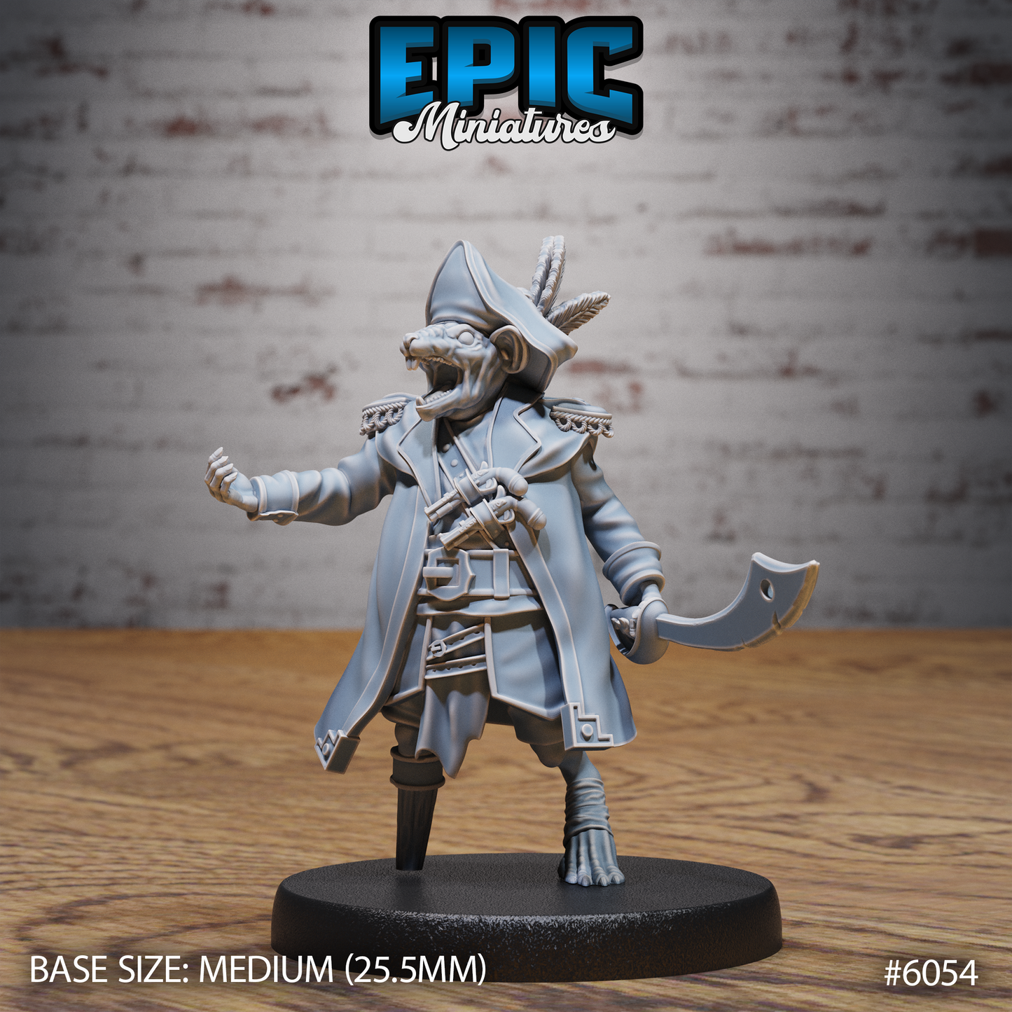 3D Resin Miniature Ratfolk Pirate Captain - D&D Epic Miniatures