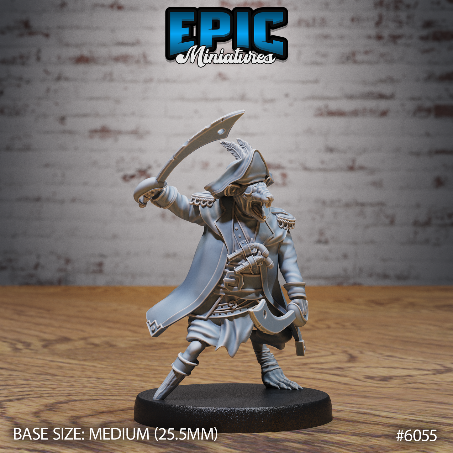 3D Resin Miniature Ratfolk Pirate Captain - D&D Epic Miniatures