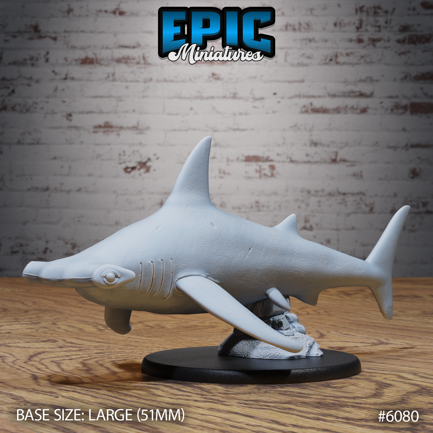 3D Resin Miniature Hammerhead Shark - D&D Epic Miniatures