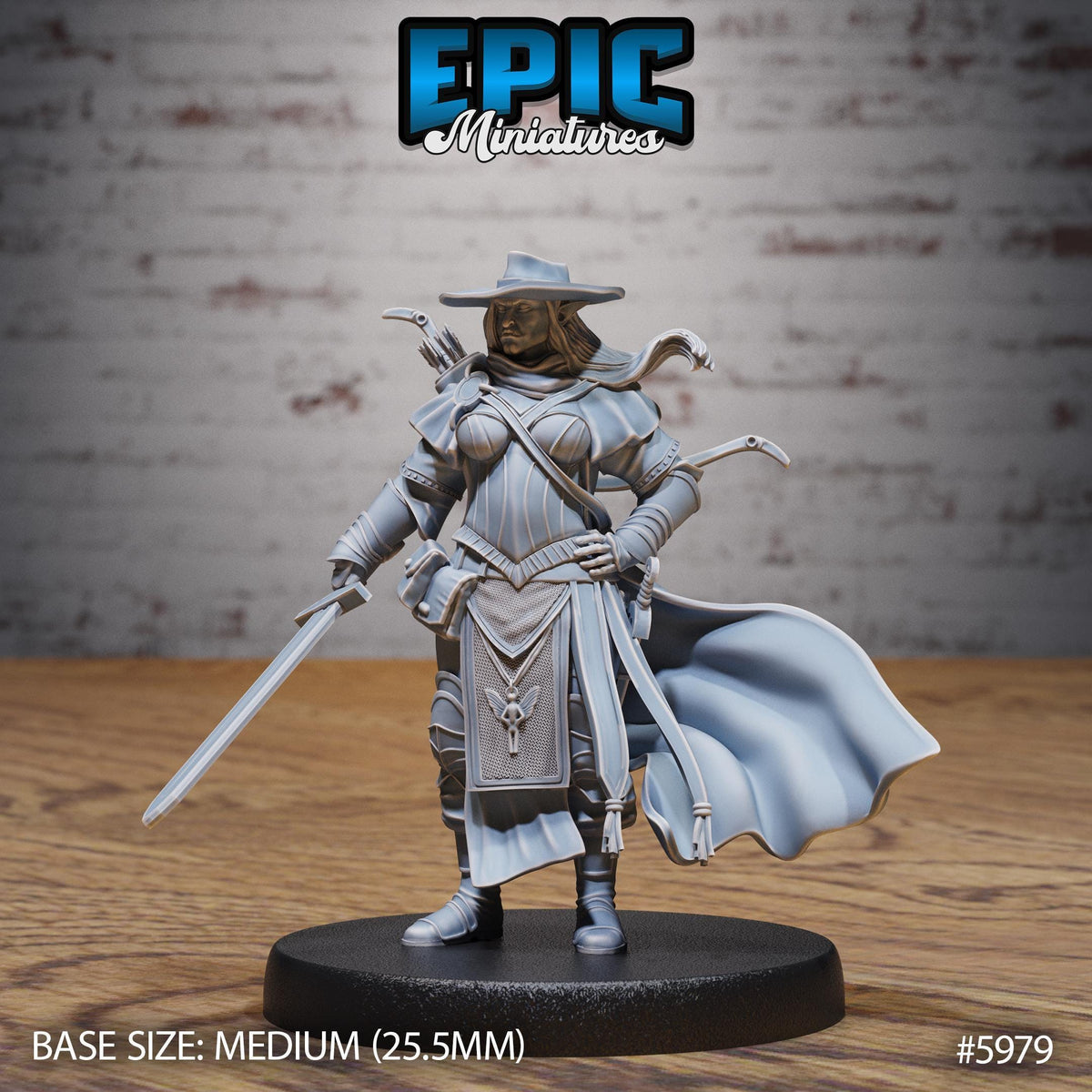 3D Resin Miniature Half-Orc Female Adventurer  - D&D Epic Miniatures