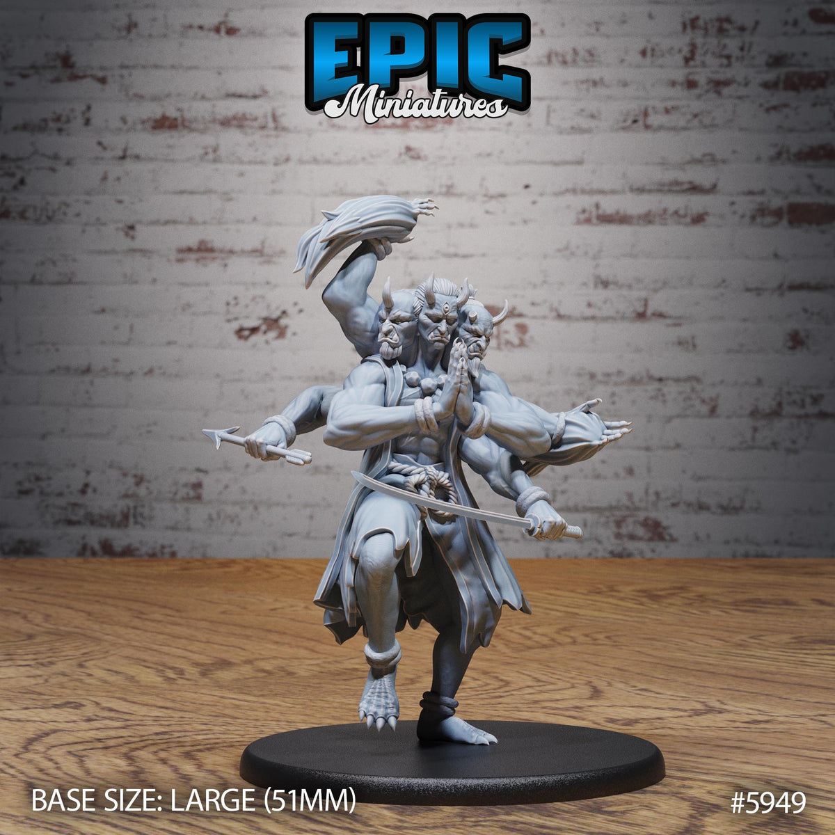 3D Resin Miniature Three Heads Oni  - D&D Epic Miniatures