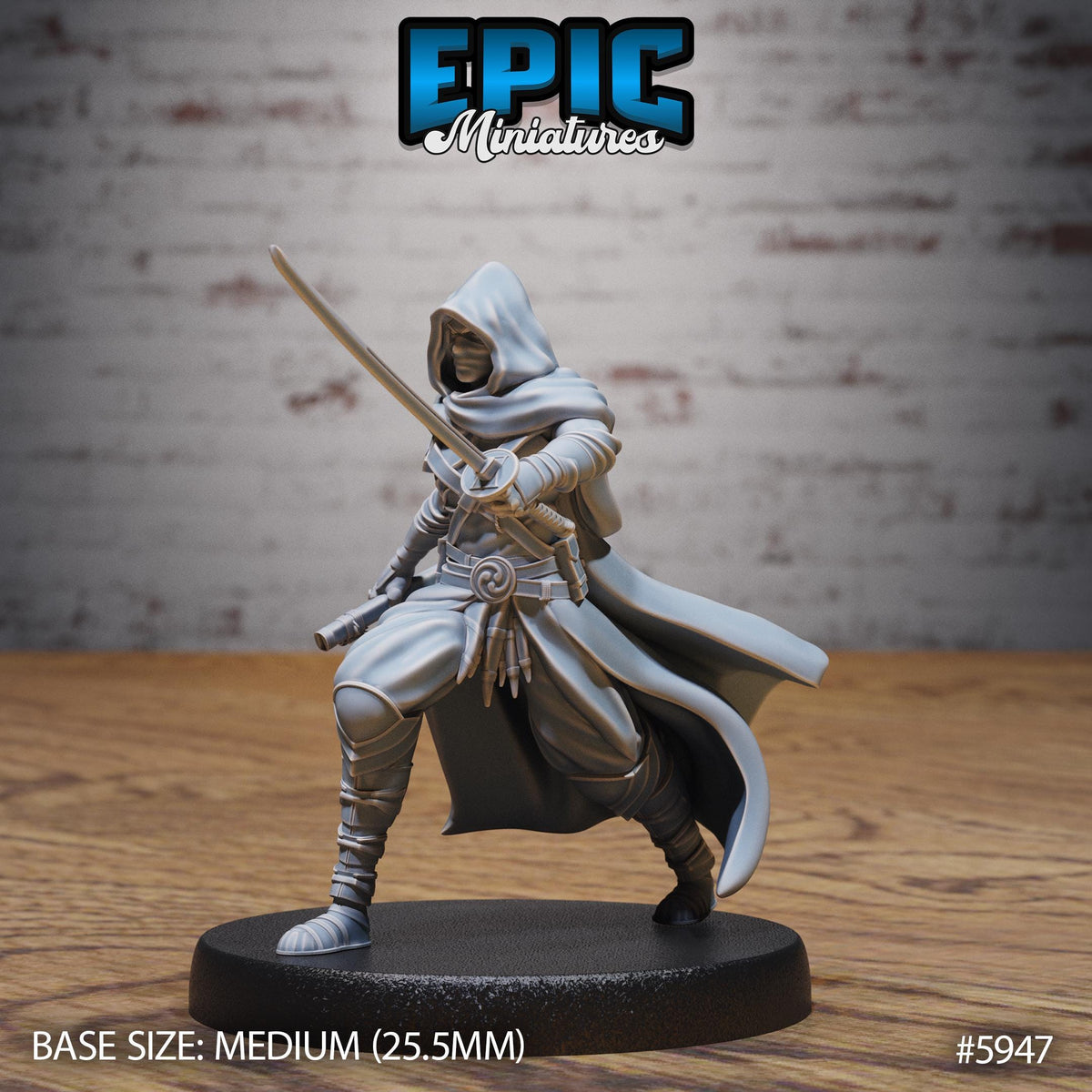 3D Resin Miniature Hooded Ninja - D&D Epic Miniatures