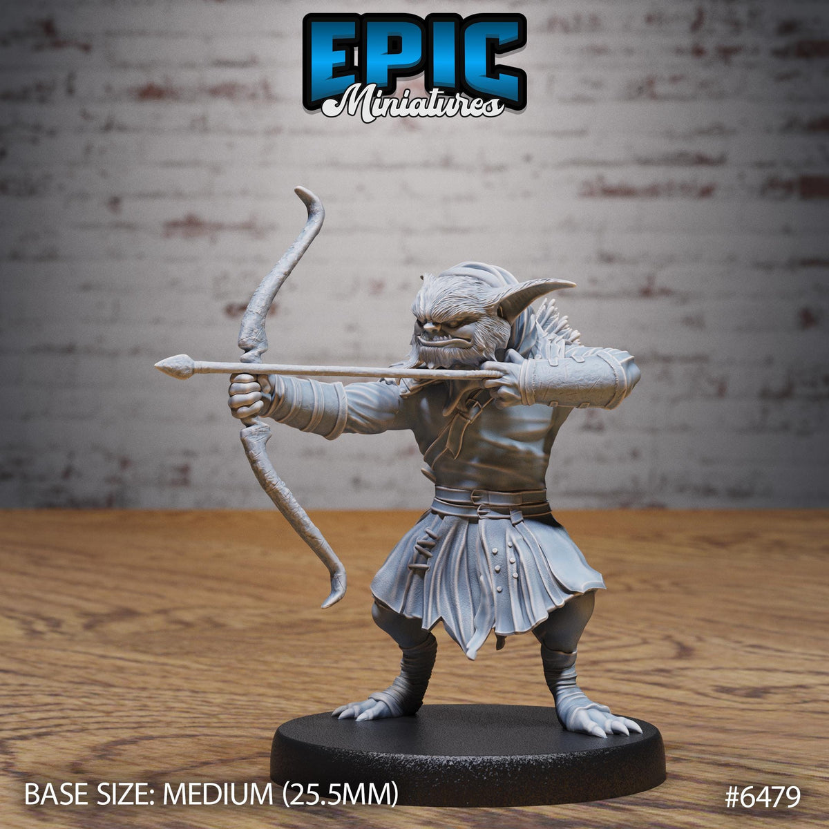 A figurine of a character holding a bow and arrow, standing on a black base.