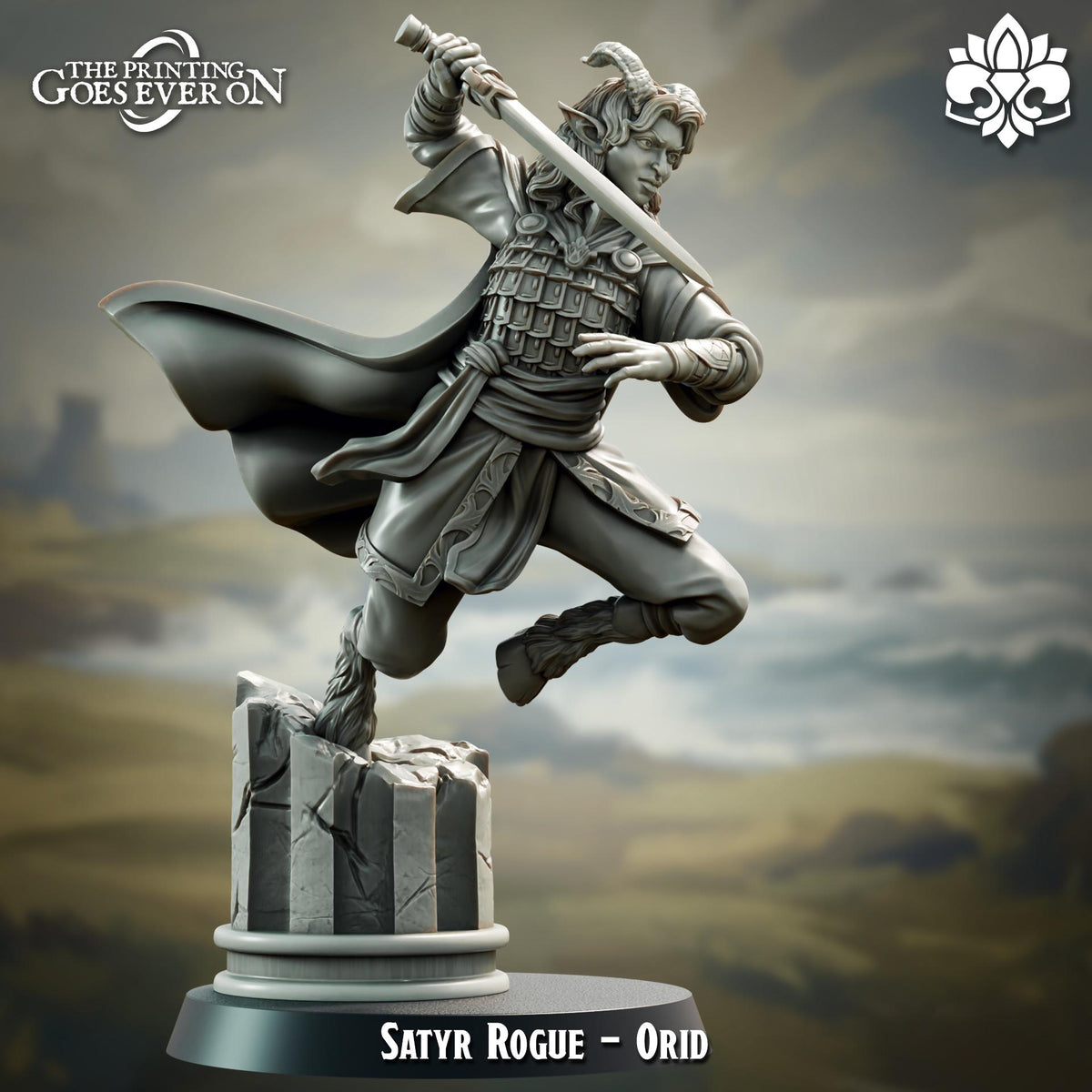 A statue of a knight in action, holding a sword and standing on a pedestal.