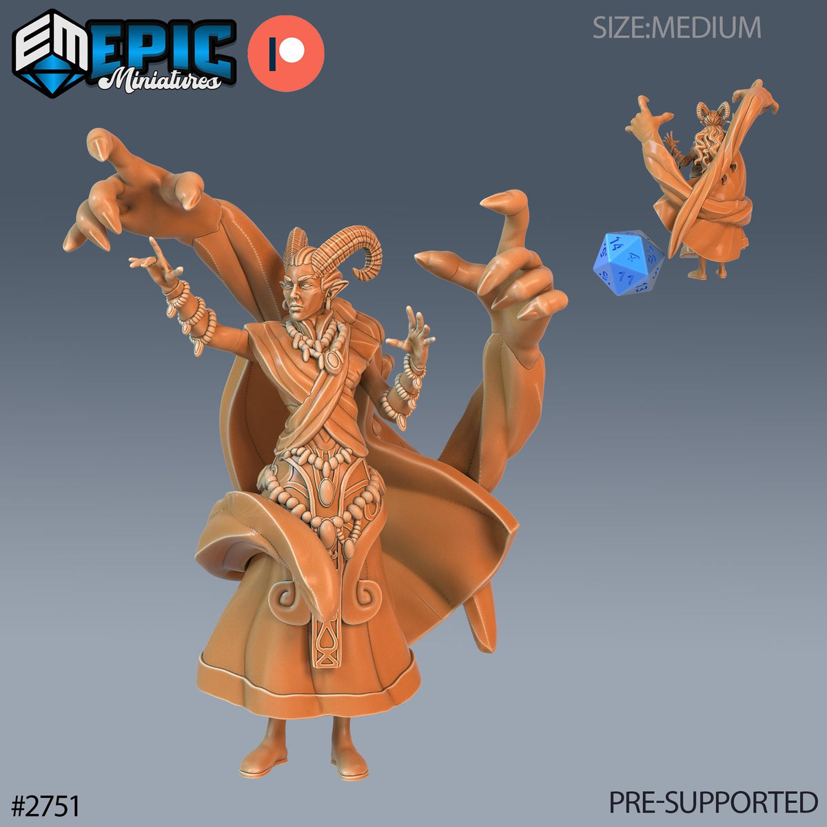 a stylized image of a wizard with a dice