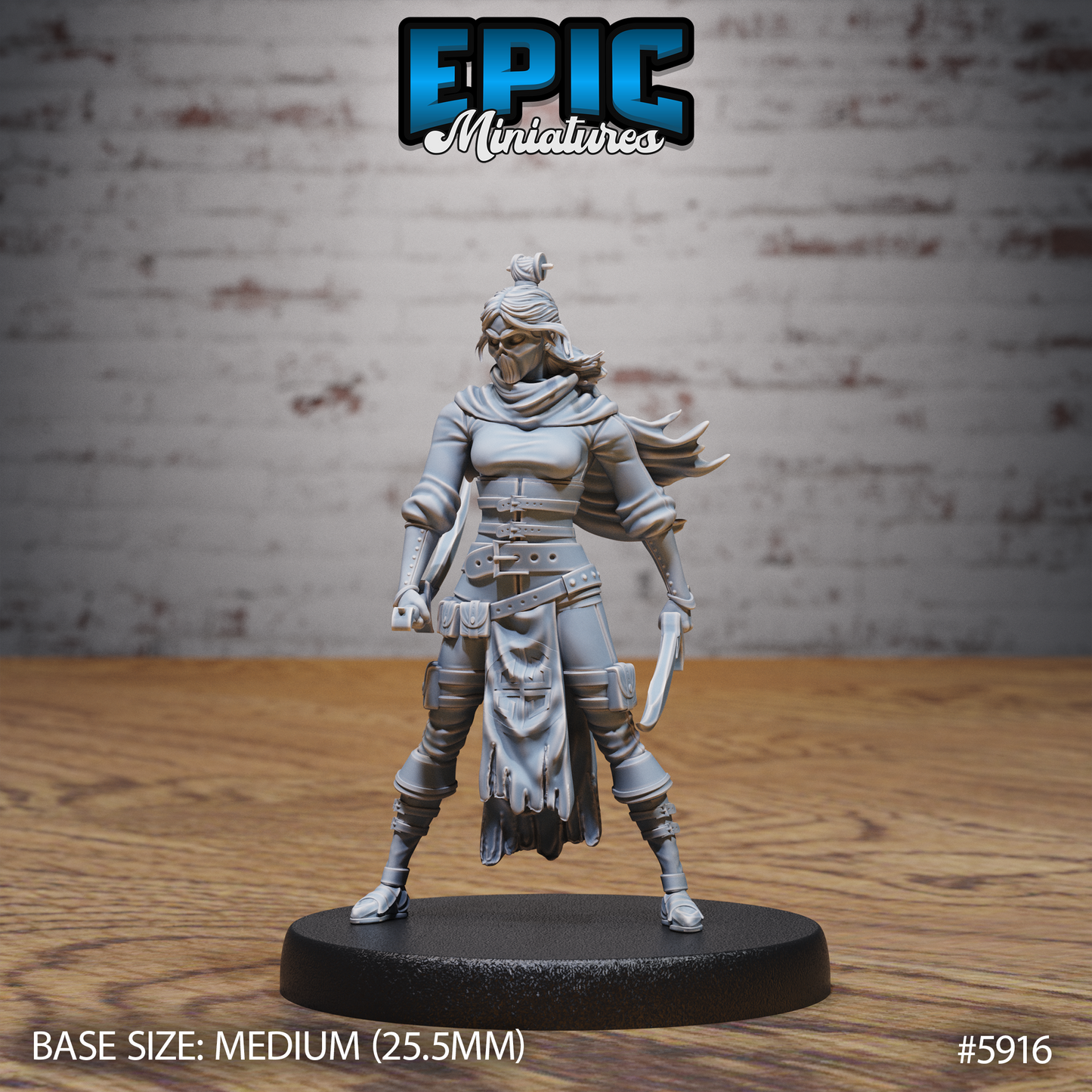 3D Resin Miniature Masked Kunoichi - D&D Epic Miniatures