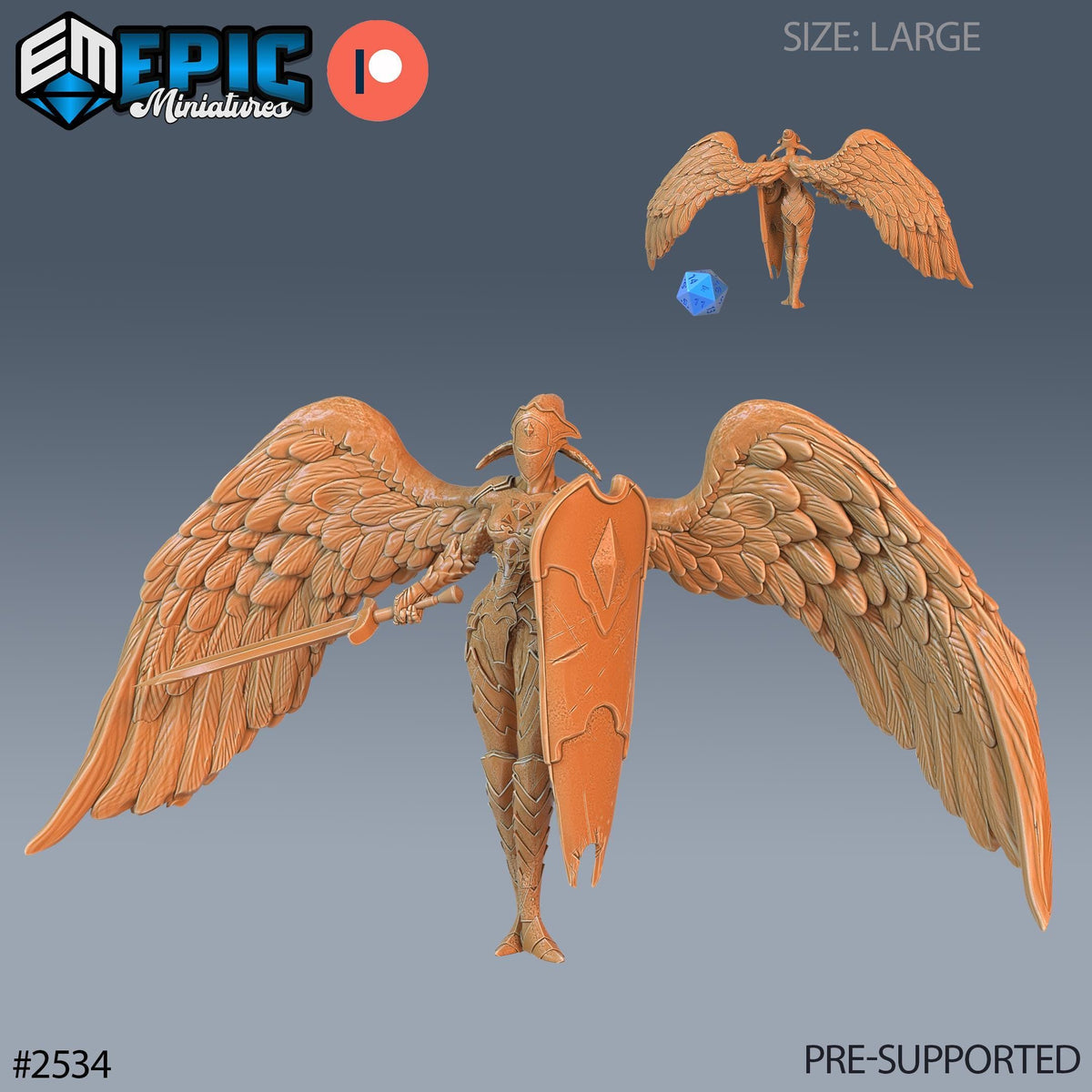 3D Resin Miniature Animated Angel Statue - D&D Epic Miniatures