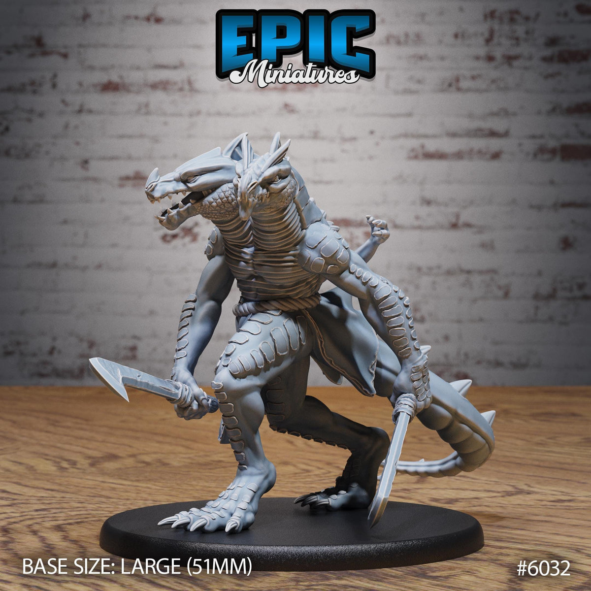 3D Resin Miniature Lizard Folk Ettin - D&D Epic Miniatures