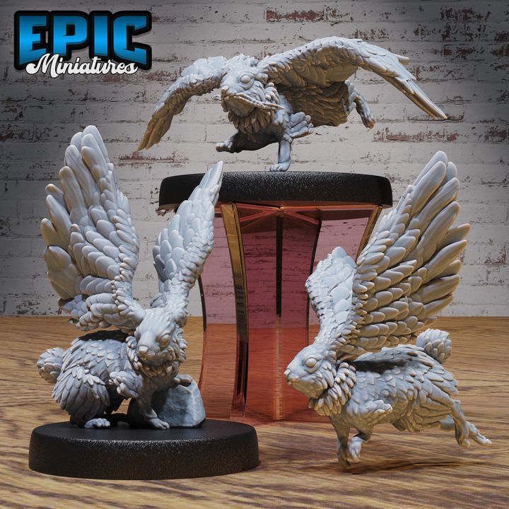 3D Resin Miniature Flying Rabbit - D&D Epic Miniatures