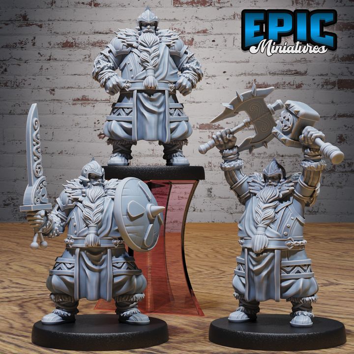 3D Resin Miniature Dwarf Fighter - D&D Epic Miniatures