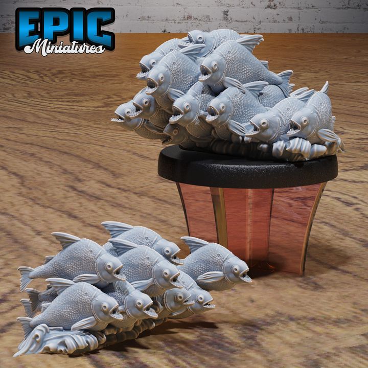 3D Resin Miniature Piranha Swarm - D&D Epic Miniatures
