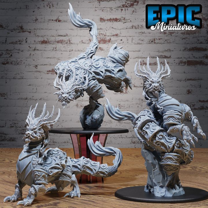3D Resin Miniature Armored Lung Dragon - D&D Epic Miniatures