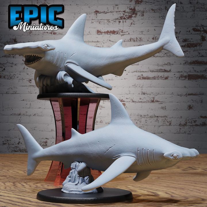 3D Resin Miniature Hammerhead Shark - D&D Epic Miniatures