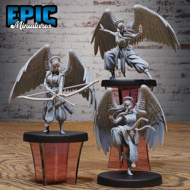 3D Resin Miniature Angel Folk Fighter Set - D&D - Epic Miniatures