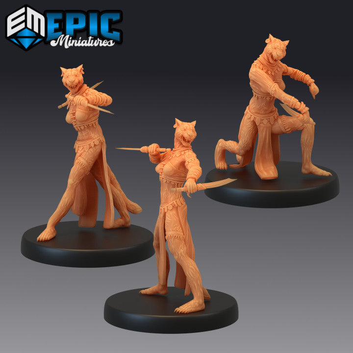 3D Resin Miniature Catfolk Jaguar Huntress - D&D Epic Miniatures